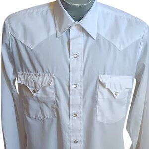 Vintage Medium Western Shirt Tem Tex Western White Ice Cream White 1980's USA
